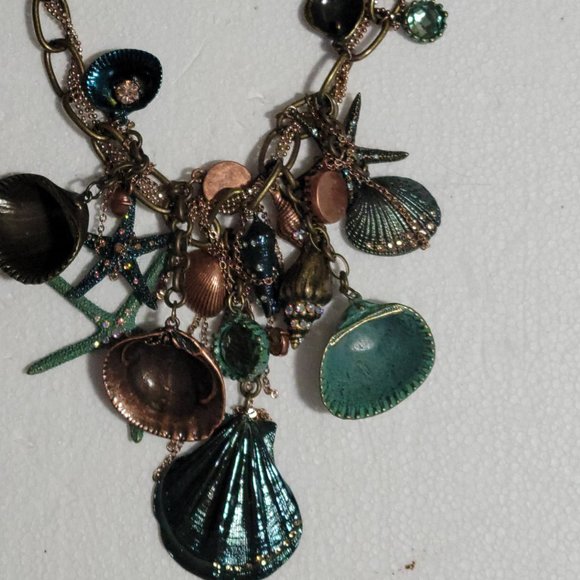 NWT St. Thomas Copper and Teal Mixed Media Seashell Necklace - Picture 4 of 4